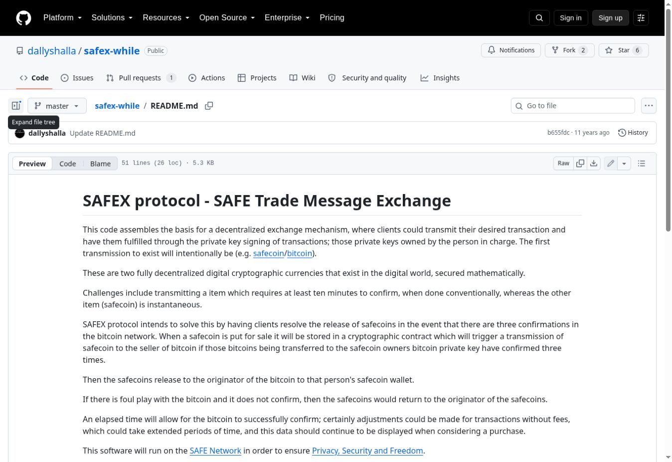 Early documentation headed SAFEX protocol — SAFE Trade Message Exchange.